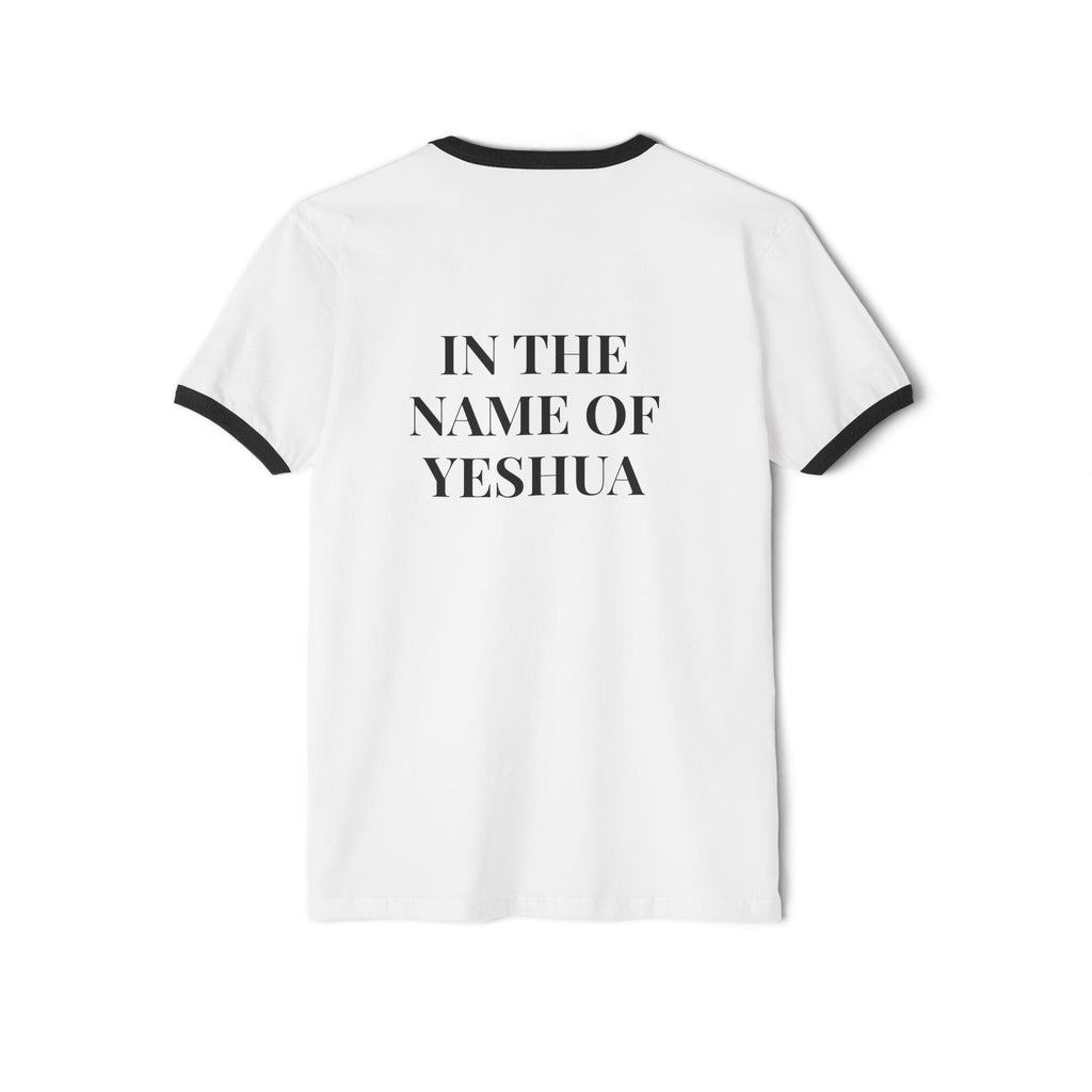 Thank You God Ringer Tee — "In the Name of Yeshua" Christian T‑Shirt Printify