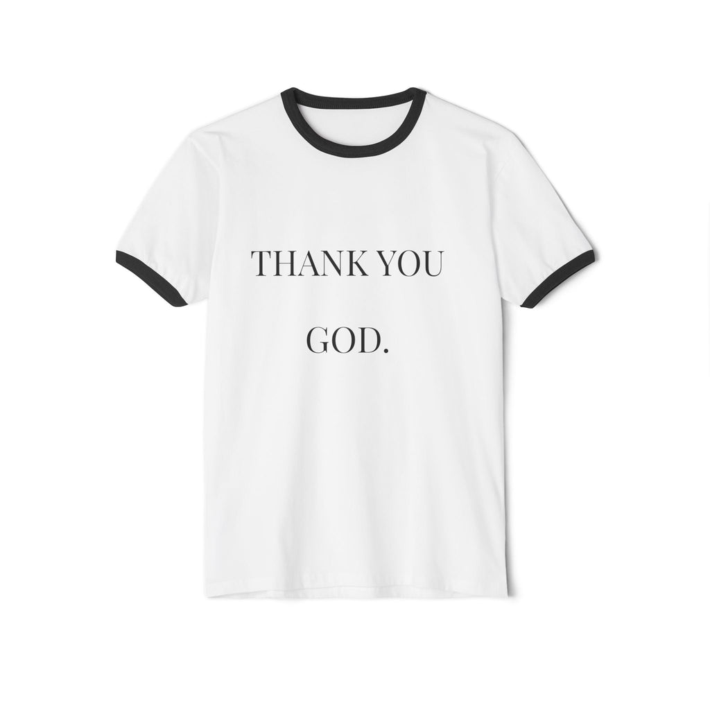 Thank You God Ringer Tee — "In the Name of Yeshua" Christian T‑Shirt Printify