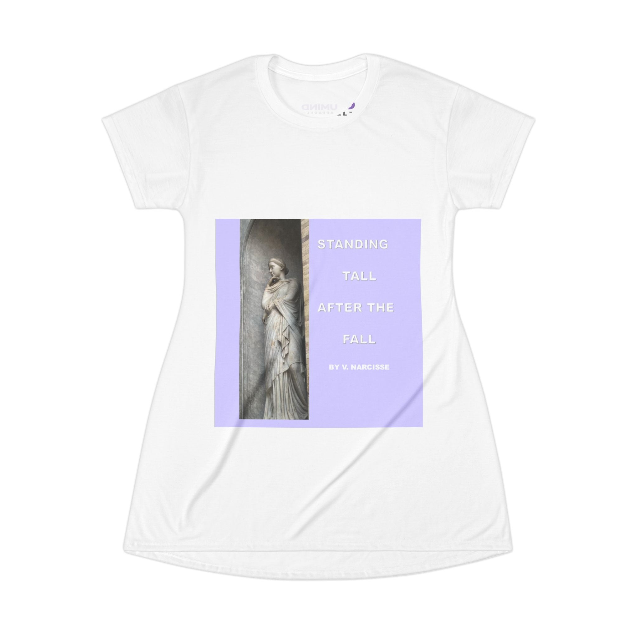T-Shirt Dress — "Standing Tall After the Fall" Statue Graphic AOP Dress