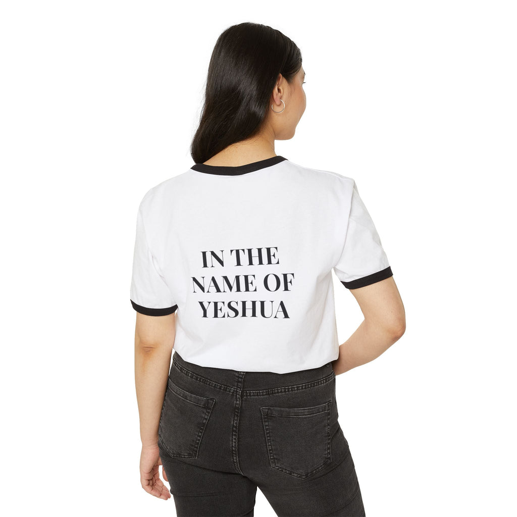 Thank You God Ringer Tee — "In the Name of Yeshua" Christian T‑Shirt Printify