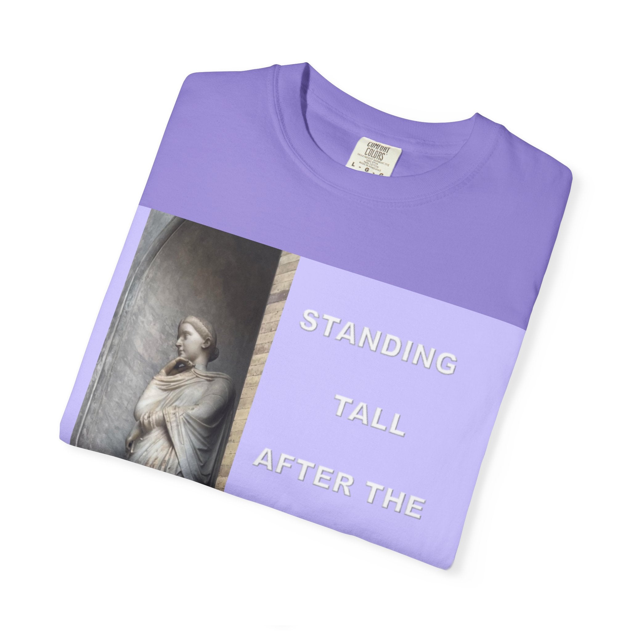 Standing Tall After the Fall T-Shirt — Inspirational Statue Graphic Tee