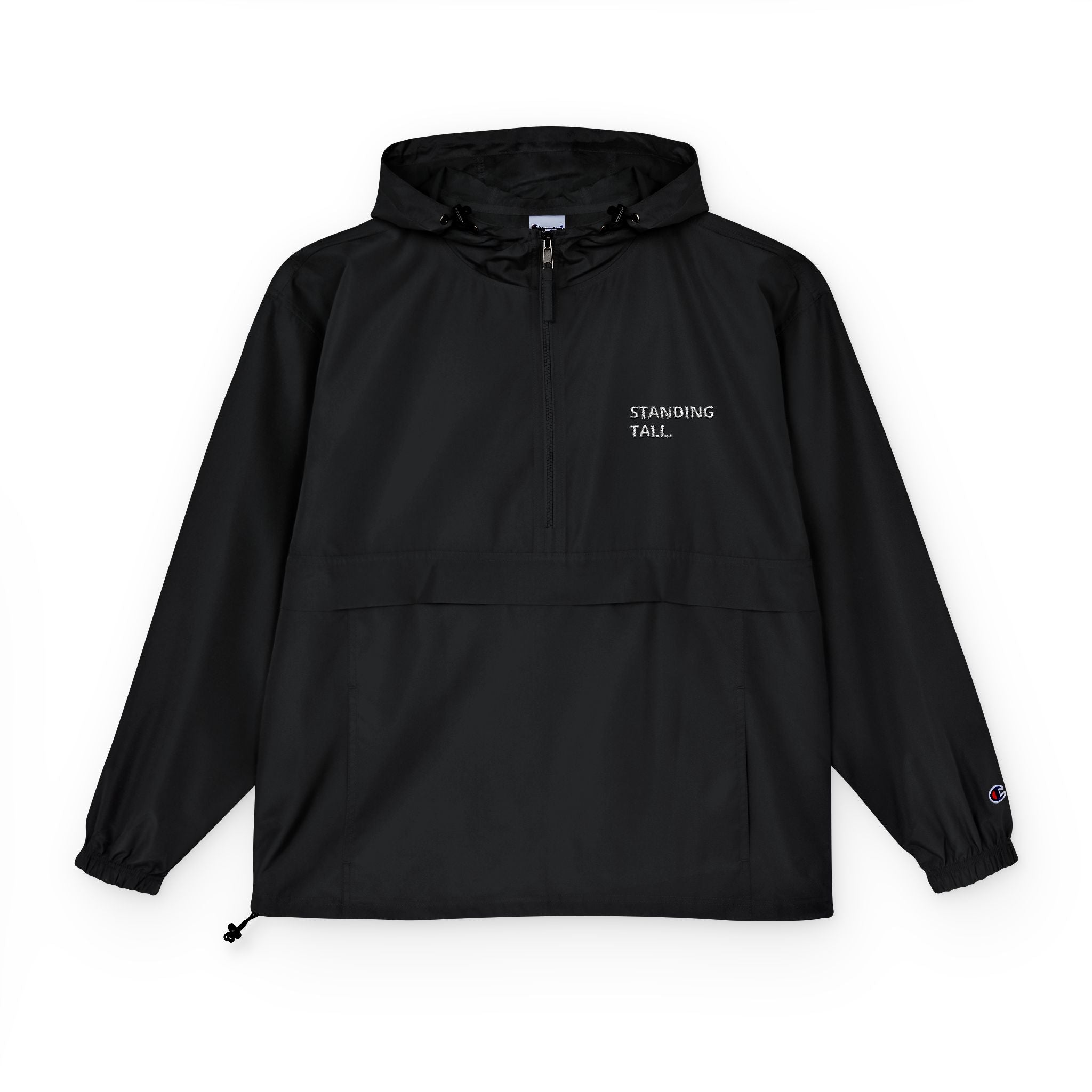 Packable Anorak Jacket — Lightweight Hooded Windbreaker with "Standing Tall" Design