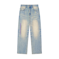 Sun Fade Raw Hem Denim Jeans