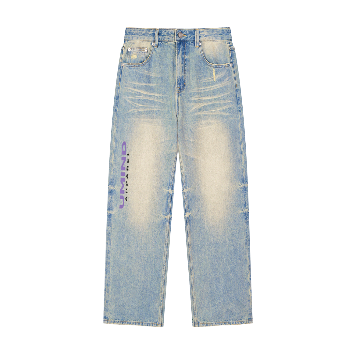 Sun Fade Raw Hem Denim Jeans